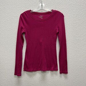 OLD NAVY Women’s Small Long Sleeve Breathe ON Slub-Knit Shirt Pink Round Neck